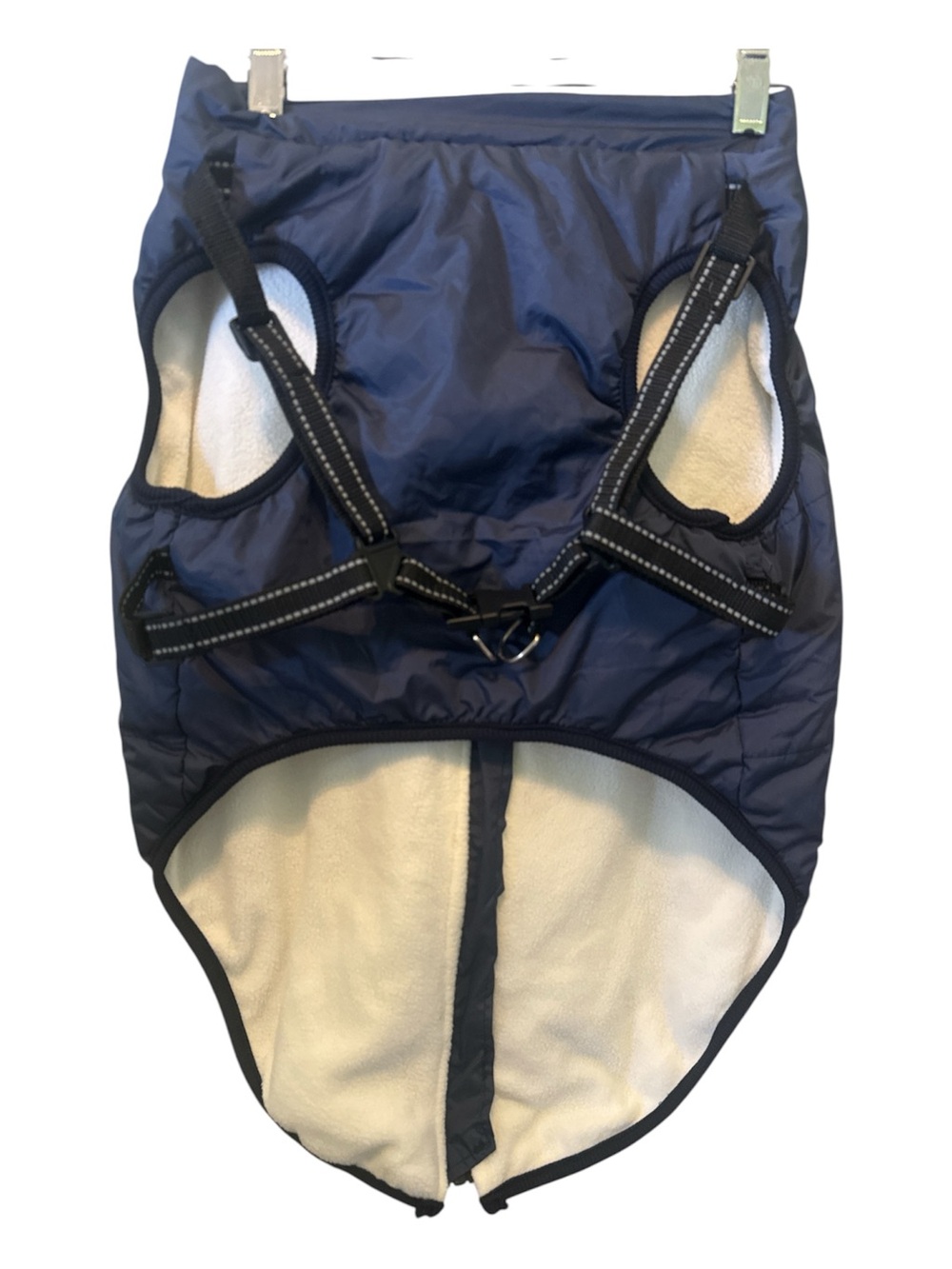Fashion Sport Dog Coat Navy Blue Puffer Waterproof with Harness Openings